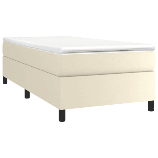 Estrutura de cama de solteiro para adultos com molas 90x190 cm couro artificial cor creme