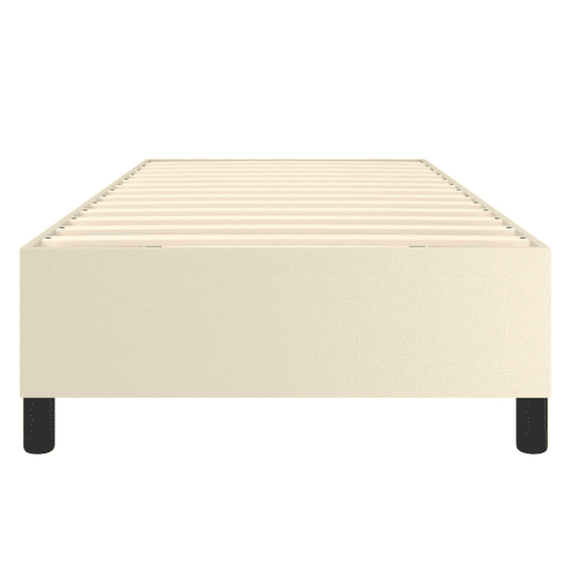 Estrutura de cama de solteiro para adultos com molas 90x190 cm couro artificial cor creme