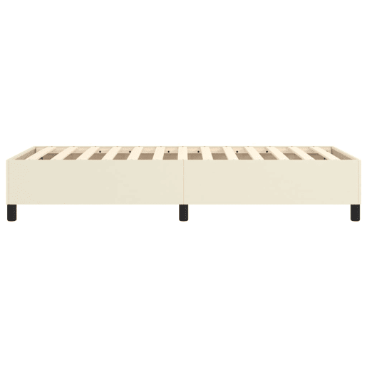 Estrutura de cama de solteiro para adultos com molas 90x190 cm couro artificial cor creme