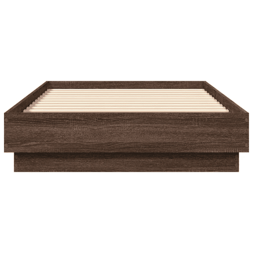 Estrutura de cama de solteiro para adultos com luzes LED 90x190 cm carvalho castanho