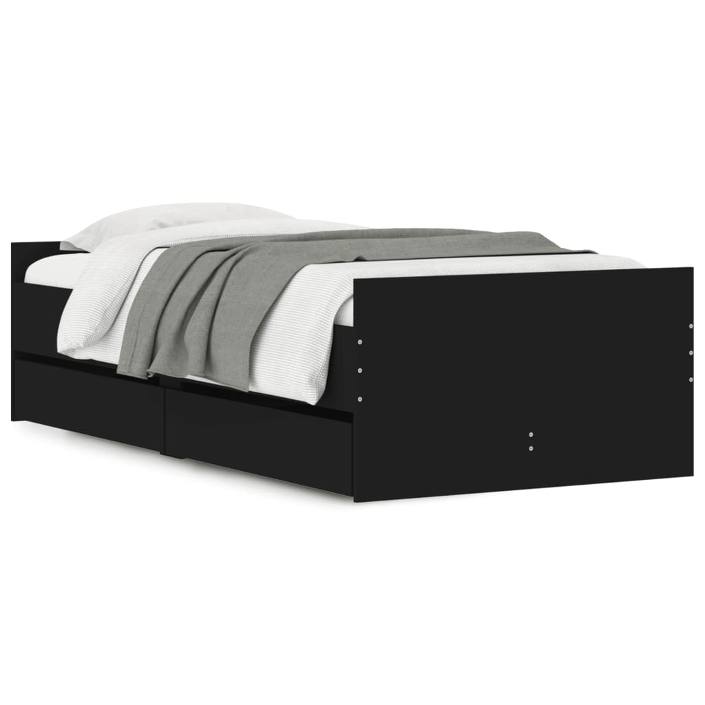 Estructura de cama individual para adultos 93x193 Negro