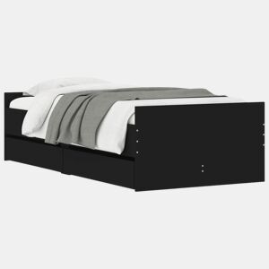 Estrutura de cama de solteiro para adultos com gavetas 90x190 cm preto