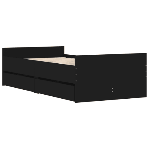 Estrutura de cama de solteiro para adultos com gavetas 90x190 cm preto Estrutura de cama de solteiro para adultos com gavetas 90x190 cm preto