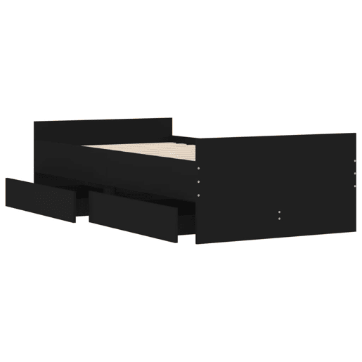 Estrutura de cama de solteiro para adultos com gavetas 90x190 cm preto Estrutura de cama de solteiro para adultos com gavetas 90x190 cm preto