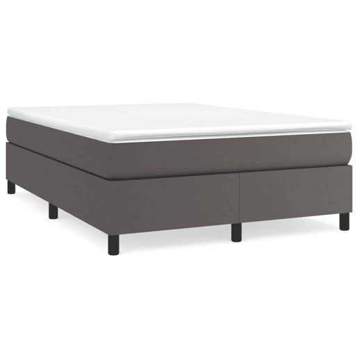 Estrutura de Cama de casal moderno com molas 140x200 cm couro artificial cinzento