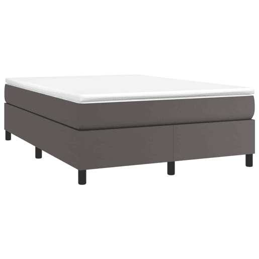 Estrutura de Cama de casal moderno com molas 140x200 cm couro artificial cinzento