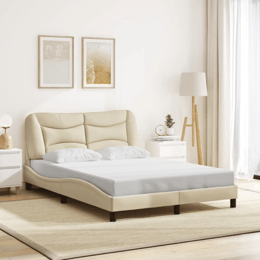 Estrutura de Cama de casal moderno com LED - 140x200 cm tecido