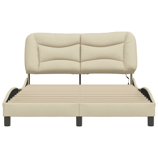 Estrutura de Cama de casal moderno com LED - 140x200 cm tecido