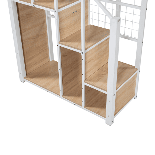 Cama mezzanine para crianças 140x200 cm - com escada de segurança e arrumação - Branco