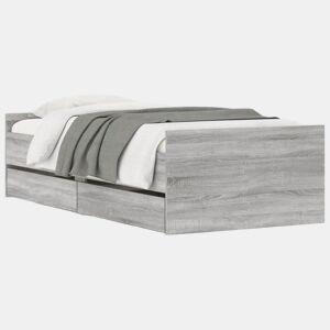 Estrutura de cama de solteiro para adultos solteiro pequena c gavetas cinzento sonoma