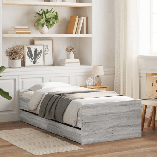 Estrutura de cama de solteiro para adultos solteiro pequena c gavetas cinzento sonoma Estrutura de cama de solteiro para adultos solteiro pequena c gavetas cinzento sonoma