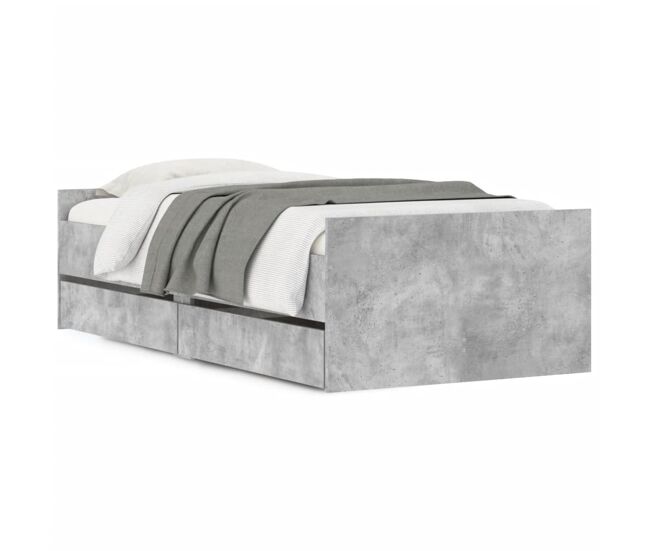 Estructura de cama individual para adultos con cajones gris hormigón 75x190 cm