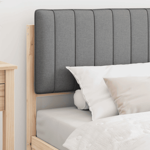 Estrutura de cama de solteiro simple com Cabeceira Estofada Cinzento-claro