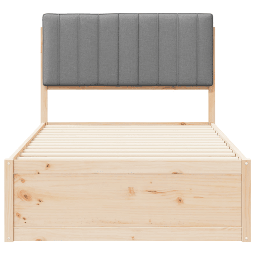 Estrutura de cama de solteiro simple com Cabeceira Estofada Cinzento-claro