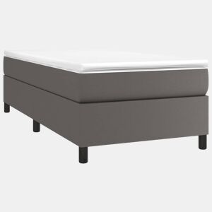 Estrutura de cama de solteiro para adultos com molas 90x190 cm couro artificial cinzento