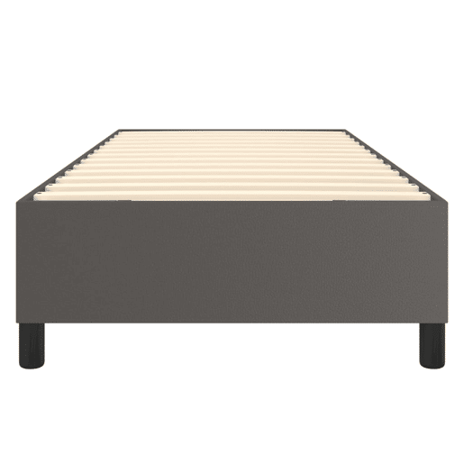 Estrutura de cama de solteiro para adultos com molas 90x190 cm couro artificial cinzento