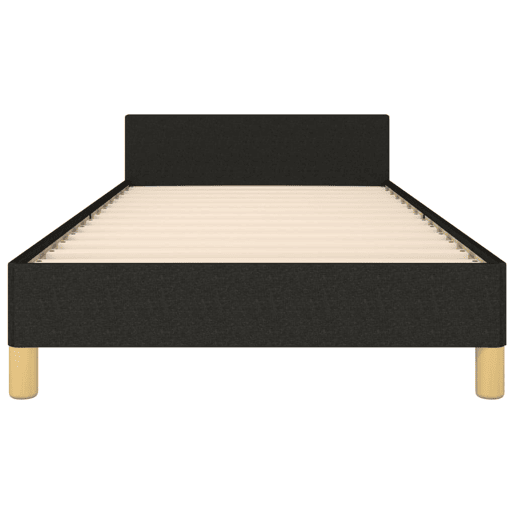 Estrutura de cama de solteiro para adultos c cabeceira tecido preto 90x200 cm