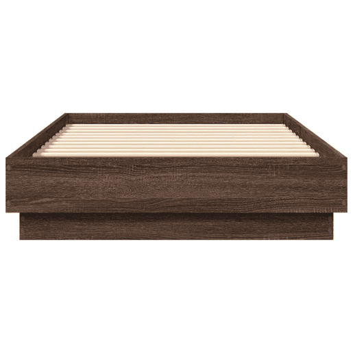 Estrutura de cama de solteiro para adultos com luzes LED 75x190 cm carvalho castanho
