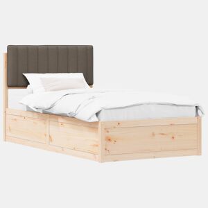 Estrutura de cama de solteiro para adultos com Cabeceira - Estofada Cinzento-acastanhado