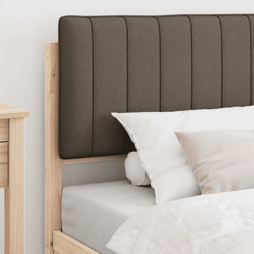 Estrutura de cama de solteiro para adultos com Cabeceira - Estofada Cinzento-acastanhado