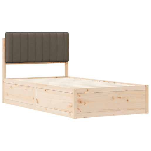 Estrutura de cama de solteiro para adultos com Cabeceira - Estofada Cinzento-acastanhado