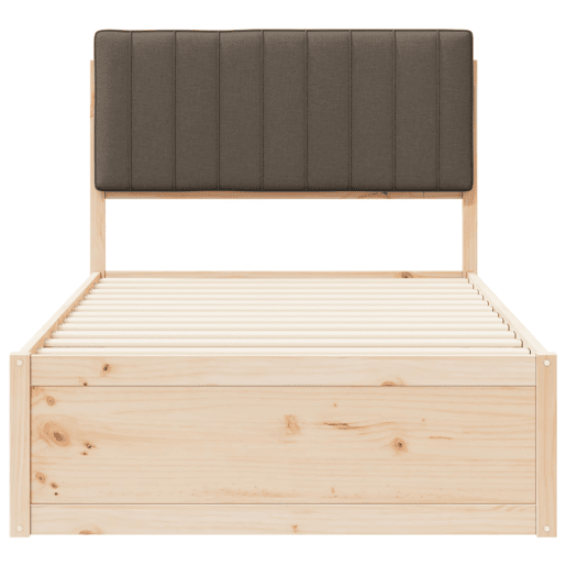 Estrutura de cama de solteiro para adultos com Cabeceira - Estofada Cinzento-acastanhado