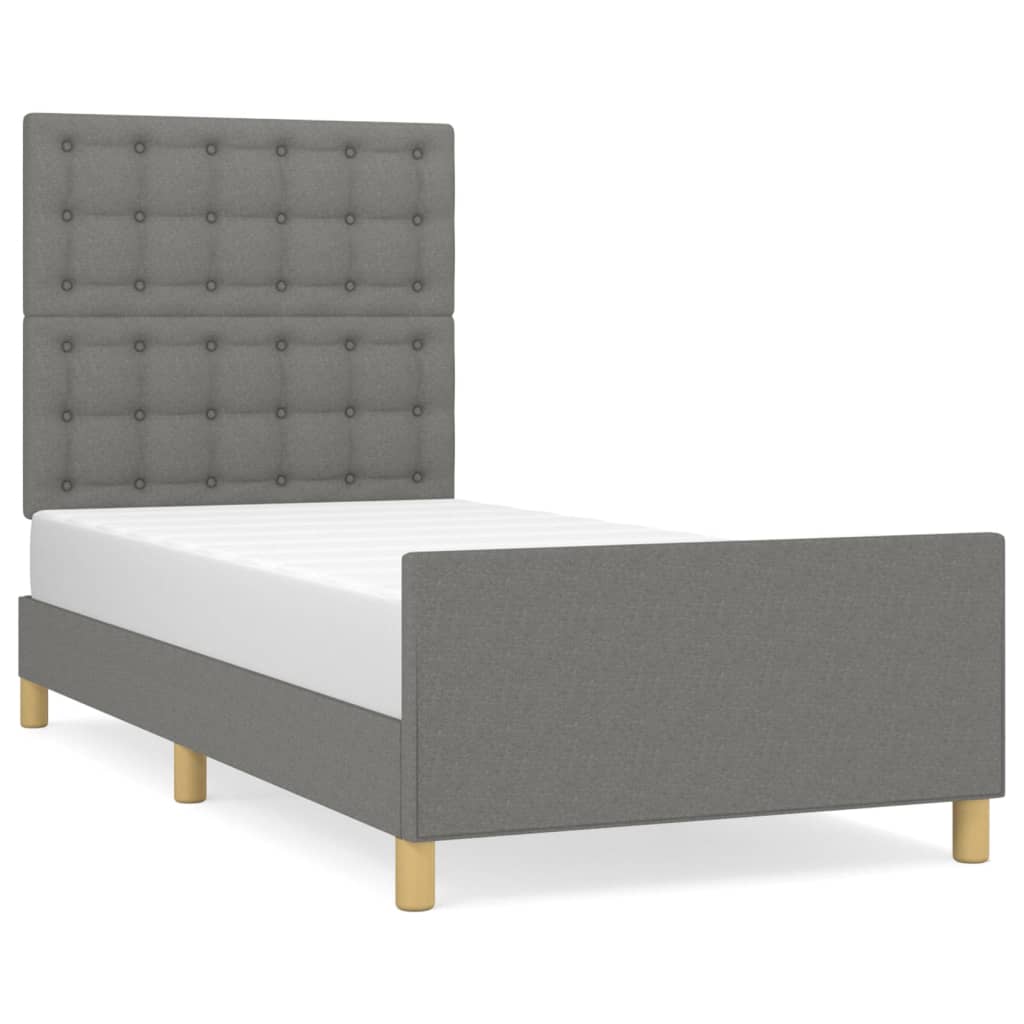 Estructura de cama individual para adultos 93x203 Gris Oscuro