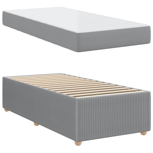 Estrutura de cama de solteiro Design com colchão Cinzento-claro 90 x 200 cm tecido