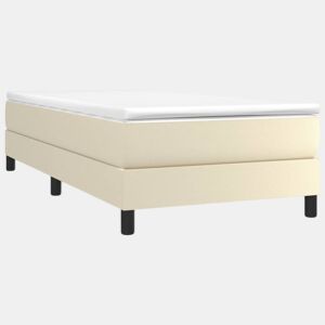 Estrutura de cama de solteiro para adultos com molas 90x190 cm couro artificial cor creme