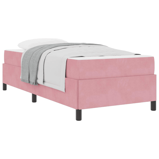 Estrutura de cama de solteiro para adultos com colchão Rosa 90 x 200 cm tecido