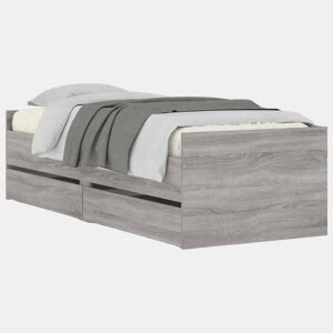 Estrutura de cama de solteiro para adultos com gavetas 90x190 cm cinzento sonoma