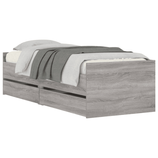 Estrutura de cama de solteiro para adultos com gavetas 90x190 cm cinzento sonoma Estrutura de cama de solteiro para adultos com gavetas 90x190 cm cinzento sonoma