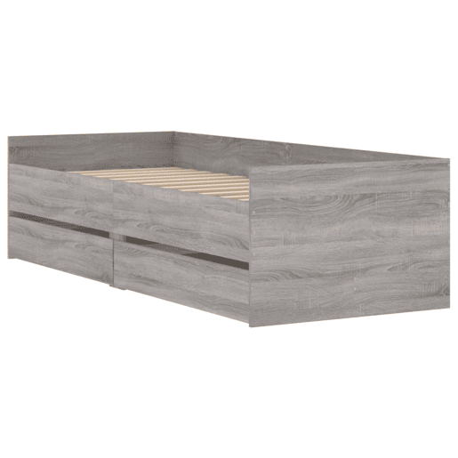 Estrutura de cama de solteiro para adultos com gavetas 90x190 cm cinzento sonoma Estrutura de cama de solteiro para adultos com gavetas 90x190 cm cinzento sonoma