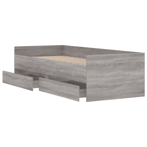 Estrutura de cama de solteiro para adultos com gavetas 90x190 cm cinzento sonoma Estrutura de cama de solteiro para adultos com gavetas 90x190 cm cinzento sonoma
