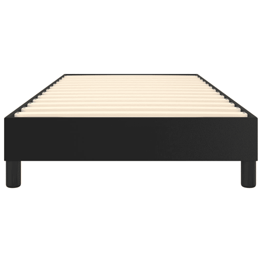 Estrutura de cama de solteiro para adultos com molas 90x200 cm couro artificial preto