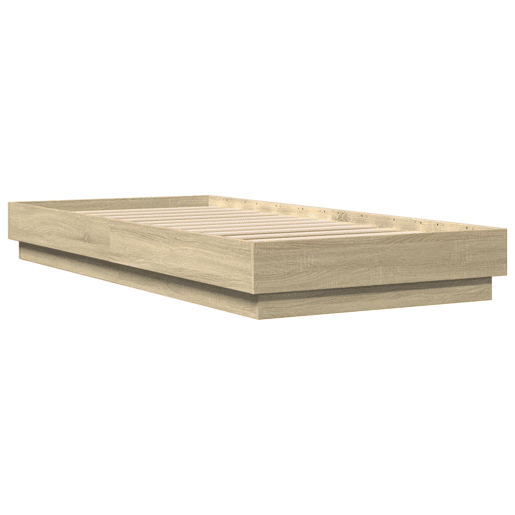Estrutura de cama de solteiro para adultos c luzes LED 100x200 cm carvalho sonoma