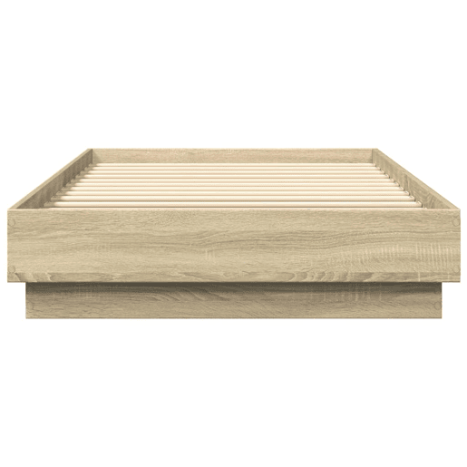 Estrutura de cama de solteiro para adultos c luzes LED 100x200 cm carvalho sonoma