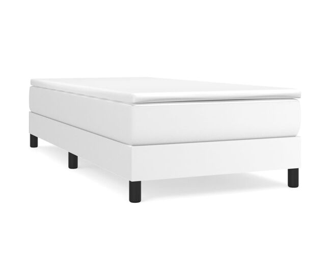 Estructura de cama individual para adultos con somier - cuero sintético blanco 90x190 cm