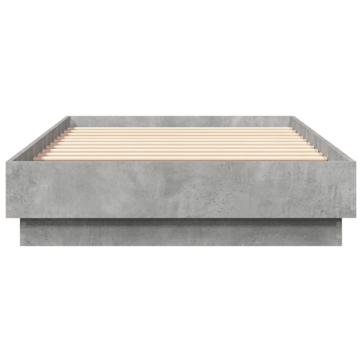 Estrutura de cama de solteiro para adultos com luzes LED 75x190 cm cinzento cimento
