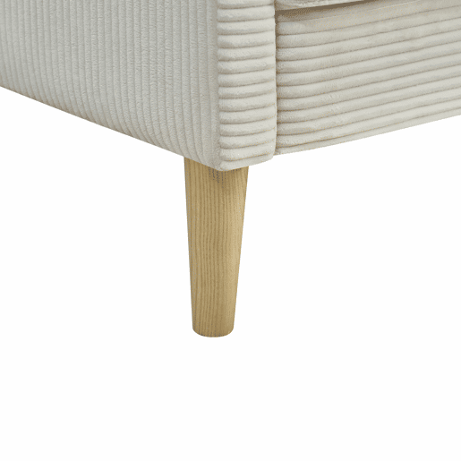 Sofá de 2 lugares - estilo escandinavo, estofado em veludo cotelê, almofadas acolchoadas - bege