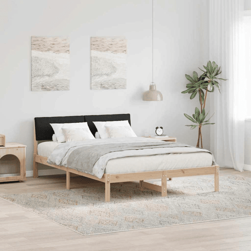 Estrutura da Cama de casal simple com cabeceira Castanho e preto 140 x 200 cm