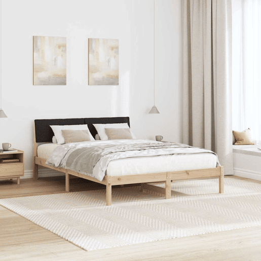 Estrutura da Cama de casal simple com cabeceira Castanho e preto 140 x 200 cm