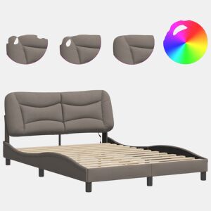 Estrutura de Cama de casal moderno com LED - 140x200 cm tecido