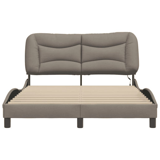 Estrutura de Cama de casal moderno com LED - 140x200 cm tecido