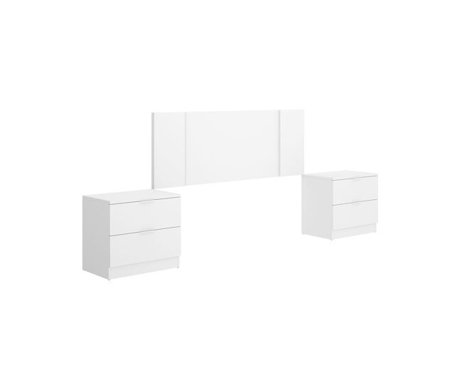 Composición de dormitorio flow 2 mesitas con cabecero blanco 96x240,8x34,2 cm