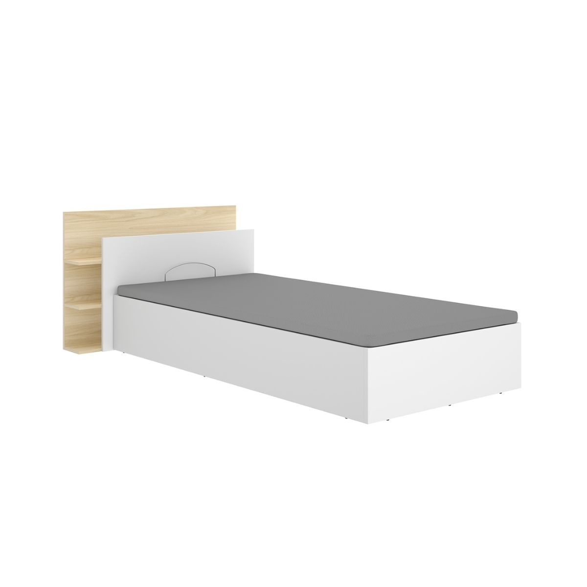 Composición de dormitorio pack tori cabecero y canapé abatible blanco/natural 73x108,2x213,4 cm