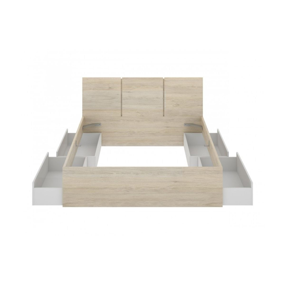 Composición de dormitorio havana cabecero con canapé 4 cajones blanco/natural 96x160x205,4 cm
