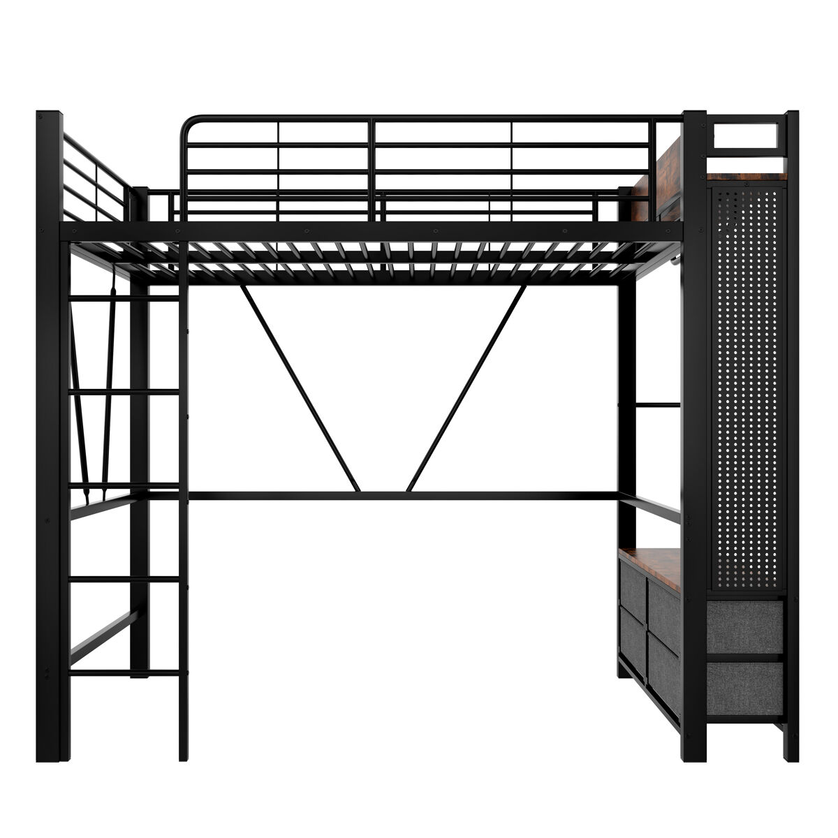 Cama alta para niños 95x227 Negro