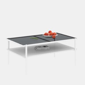 Mesa de centro 97,5 x 61,5 cm - vidro temperado, pés de metal, estilo moderno - Cinza + Branco