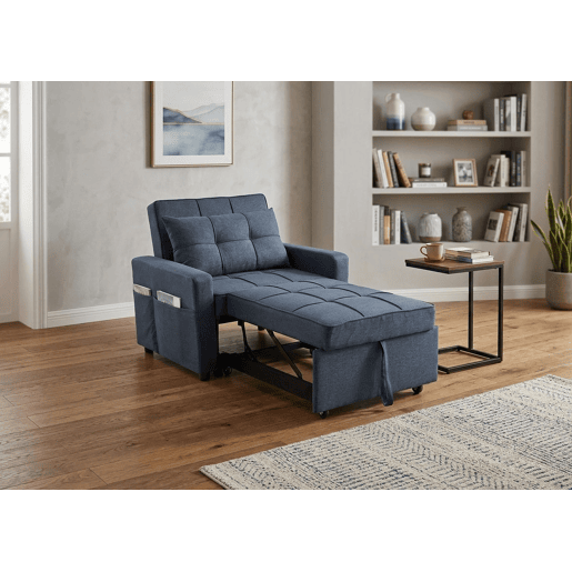 Sofá-cama Pabs de 1 lugar, 90 cm, azul